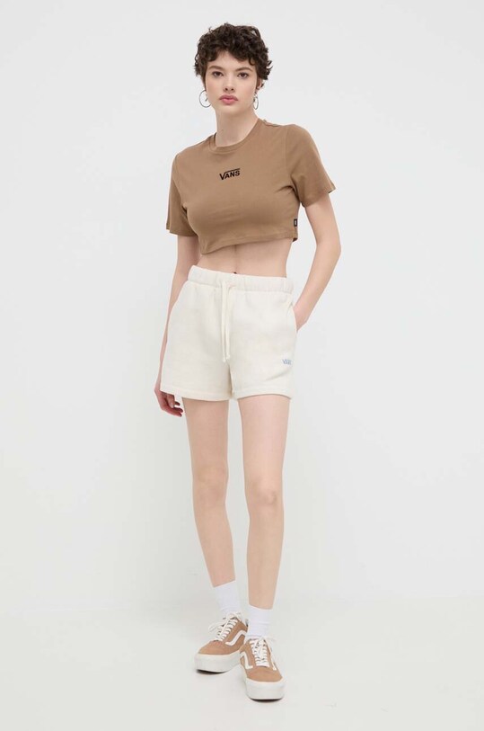 Bavlněné tričko Vans VN000GFFYJ21 hnědá SS24