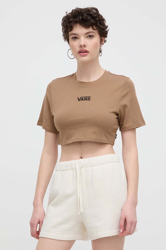 Bavlněné tričko Vans hnědá VN000GFFYJ21