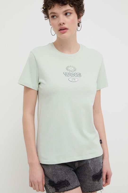 Vans t-shirt bawełniany nadruk zielony VN000GGTCHF1