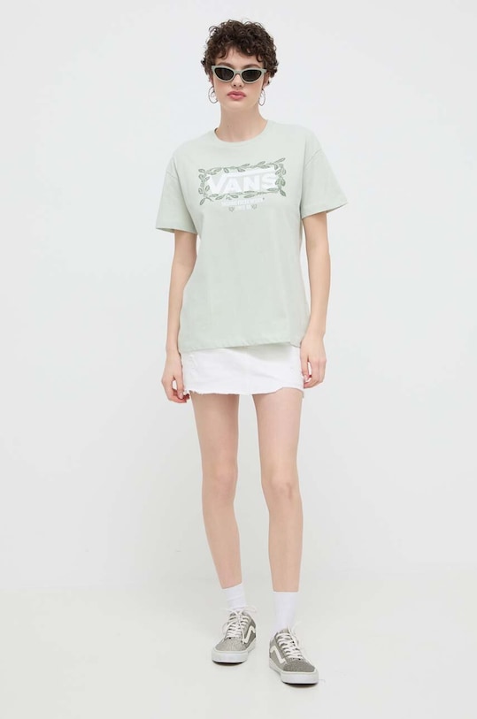 Bavlnené tričko Vans VN000GH4CHF1 zelená SS24