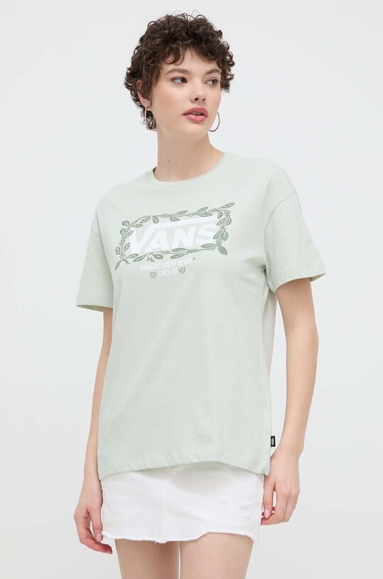 Vans tricou din bumbac verde VN000GH4CHF1