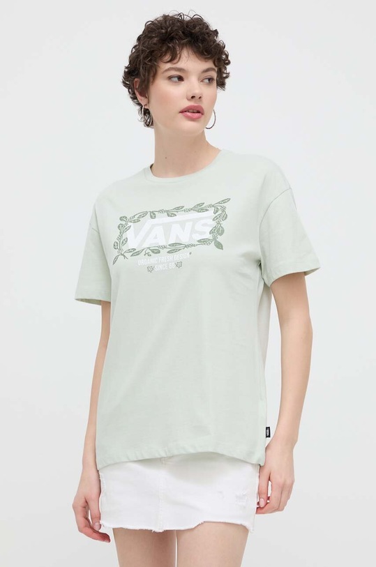 Bavlnené tričko Vans zelená VN000GH4CHF1