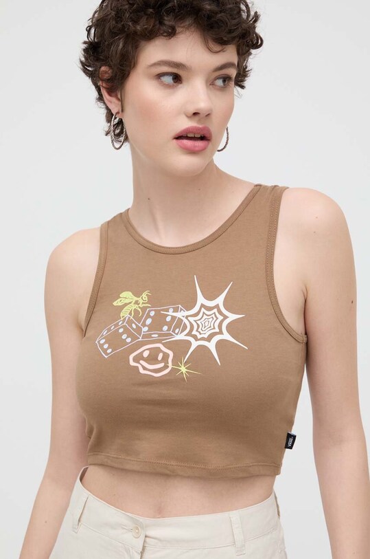 Vans top din bumbac print maro VN000GJYYJ21