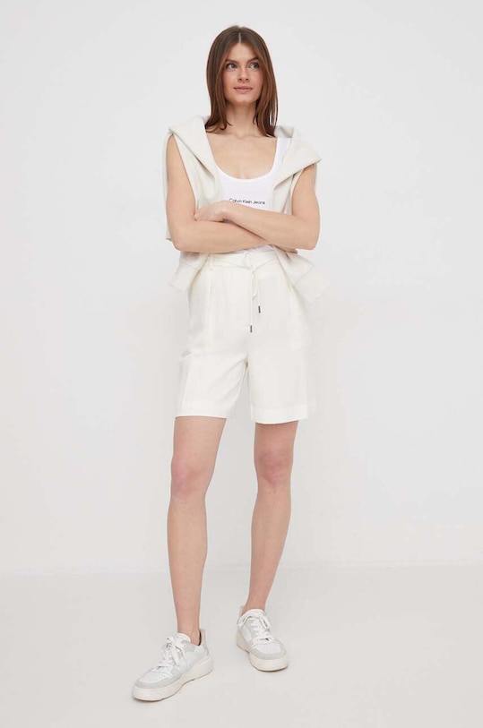 Βαμβακερό τοπ Calvin Klein Jeans J20J221064 λευκό SS24