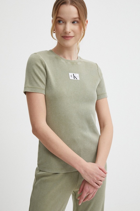 Μπλουζάκι Calvin Klein Jeans με ελαστάν πράσινο J20J223092
