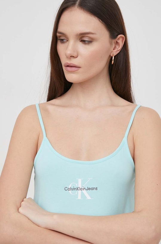 Top Calvin Klein Jeans με ελαστάν τιρκουάζ J20J223105