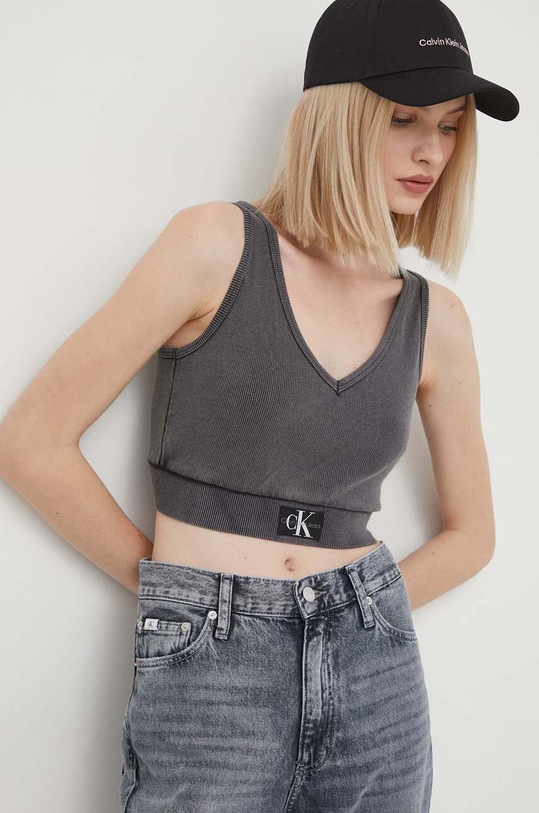 Top Calvin Klein Jeans slim sivá J20J223109