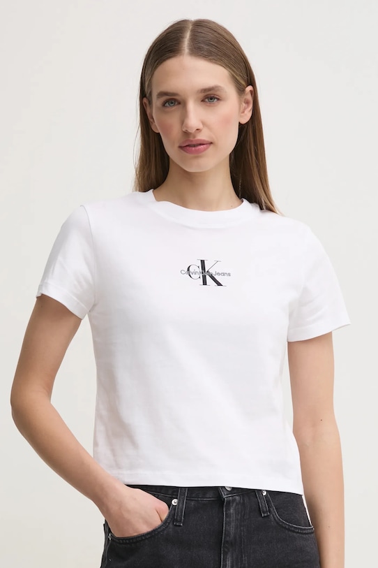 Calvin Klein Jeans tricou din bumbac print alb J20J223113