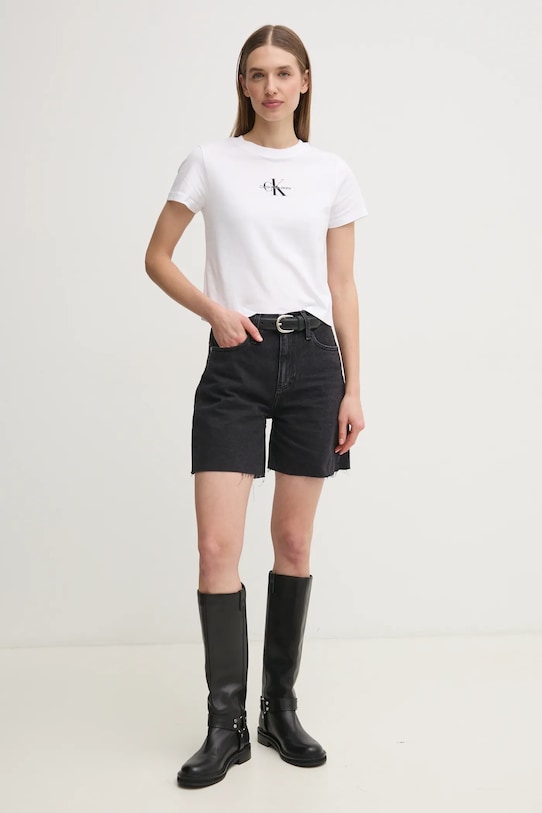 Calvin Klein Jeans tricou din bumbac J20J223113 alb SS25