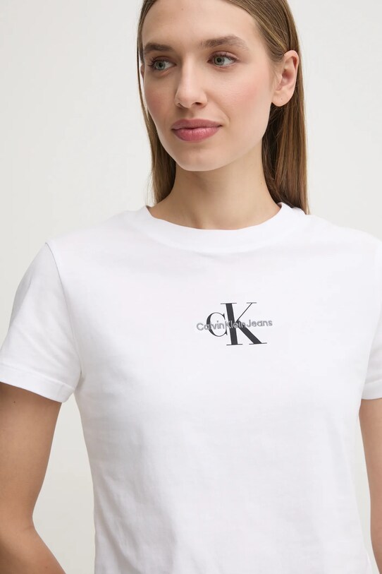 Хлопковая футболка Calvin Klein Jeans белый J20J223113