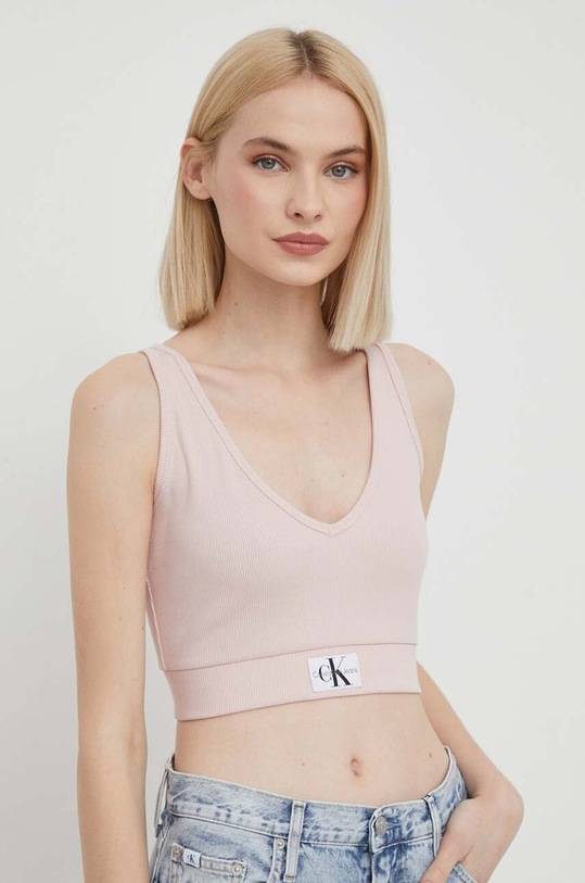 Top Calvin Klein Jeans Z elastanom roza J20J223356