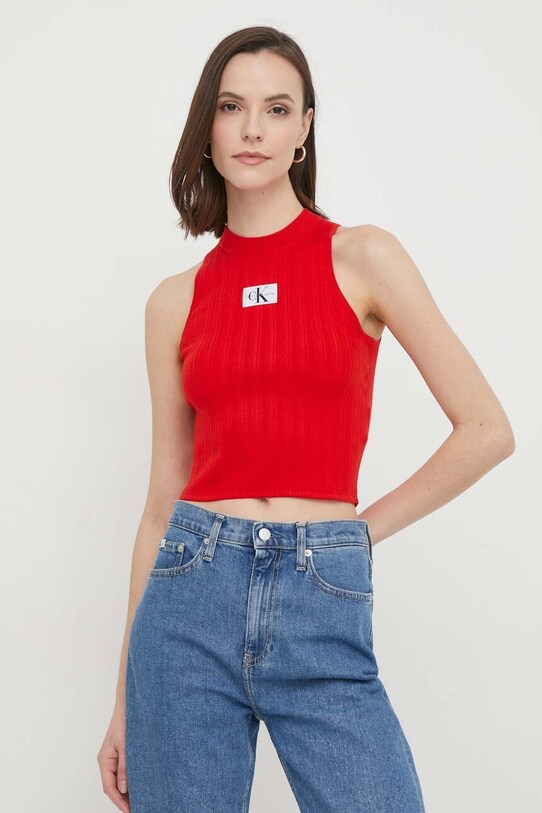Top Calvin Klein Jeans nášivka červená J20J223151