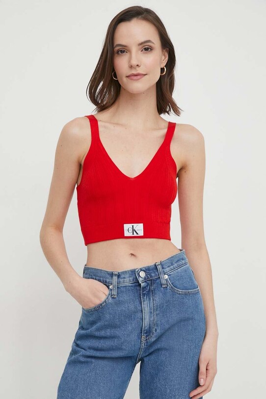 Top Calvin Klein Jeans bez uzorka crvena J20J223152