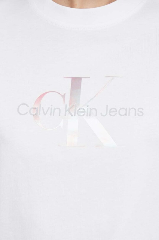 Βαμβακερό μπλουζάκι Calvin Klein Jeans J20J223264 λευκό
