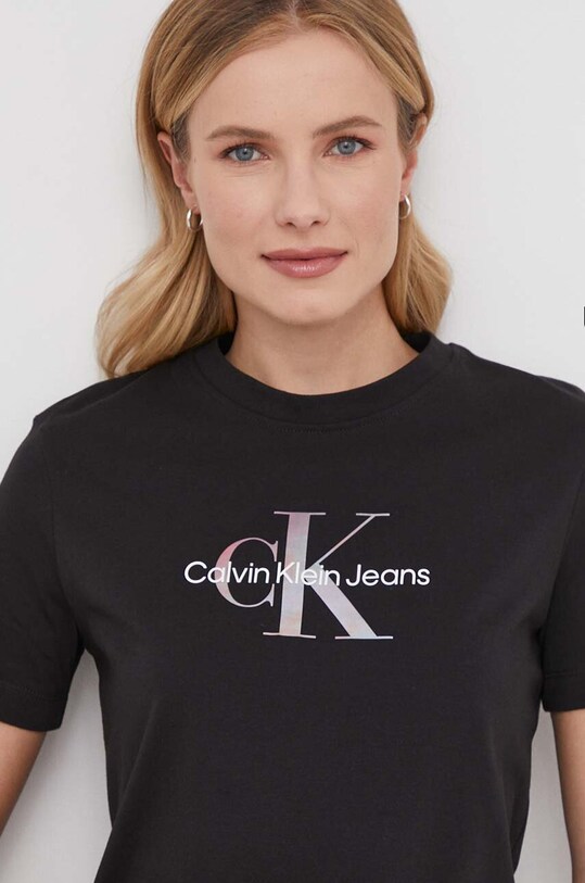 Бавовняна футболка Calvin Klein Jeans J20J223264 чорний SS24