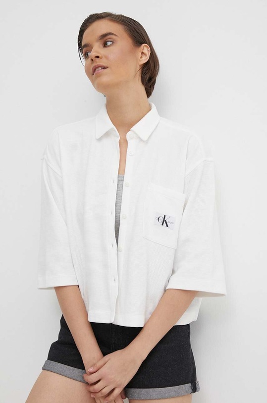 Calvin Klein Jeans koszula bawełniana bawełna biały J20J223360