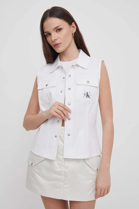 Košeľa Calvin Klein Jeans jednofarebný biela J20J223390