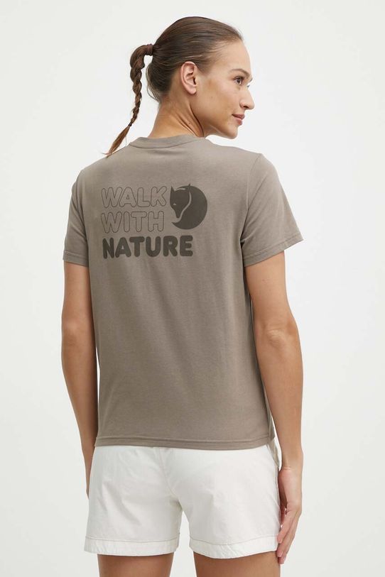 Μπλουζάκι Fjallraven Walk With Nature στάμπα καφέ F14600171.244