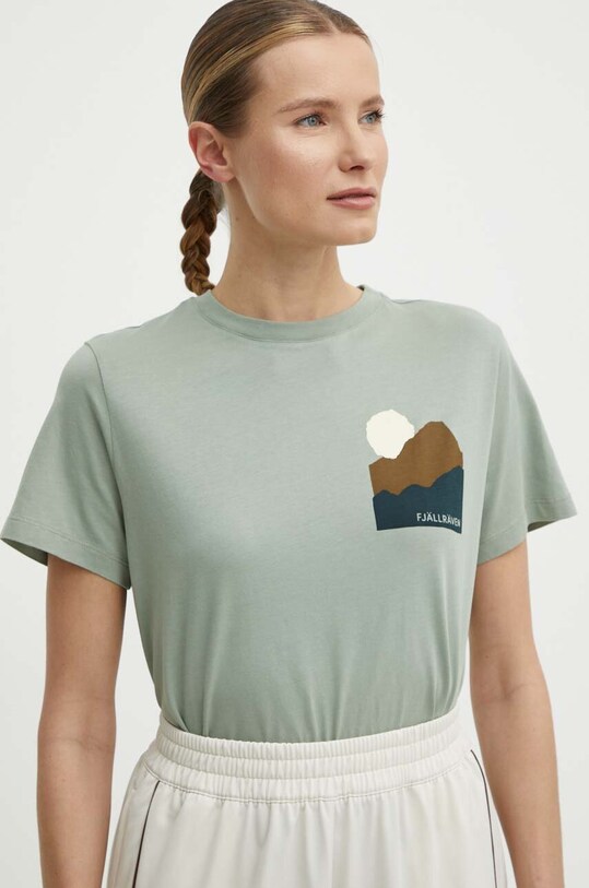 Бавовняна футболка Fjallraven Nature T-shirt зелений F84787.516
