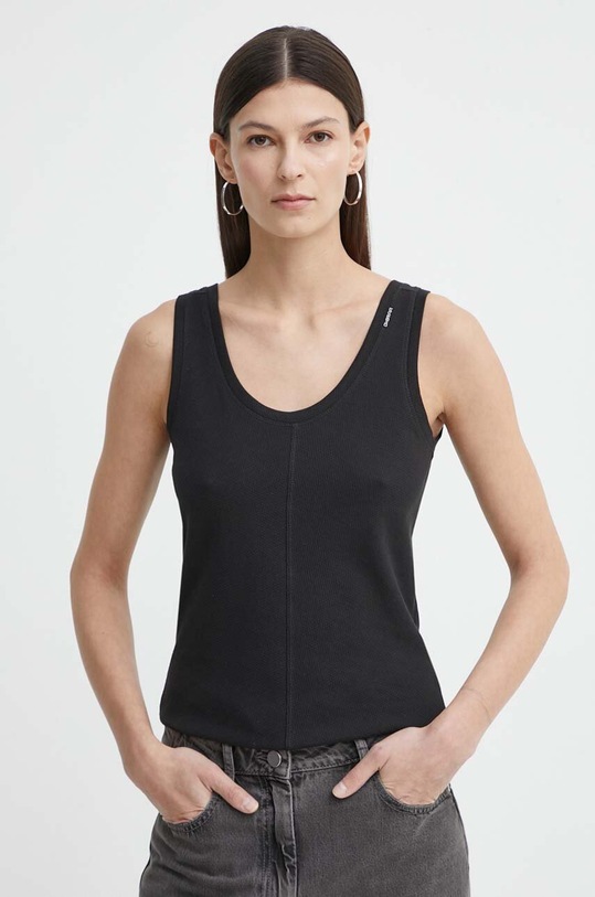 Bavlněný top G-Star hladký černá D24521.D275