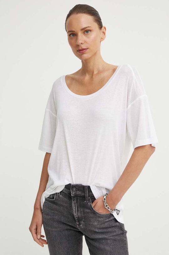 G-Star tricou din bumbac uni alb D24519.D528