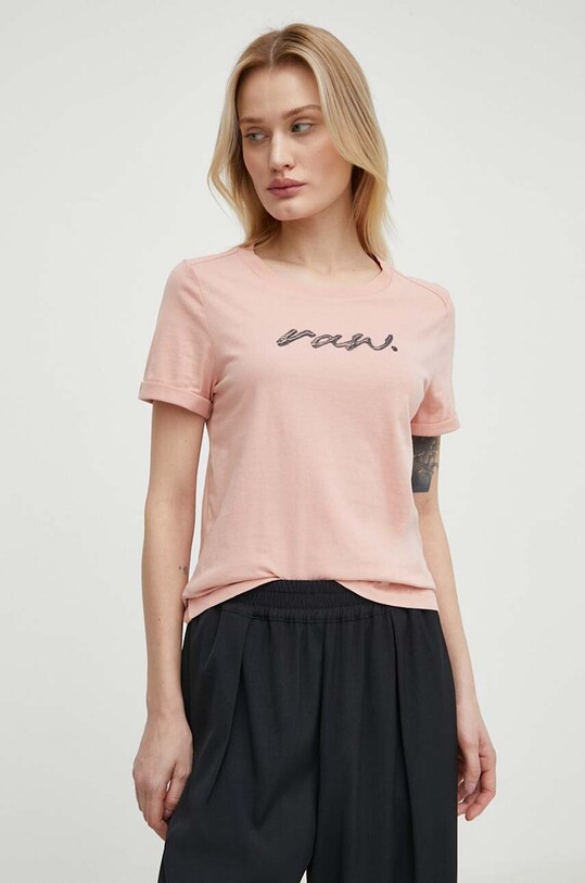 G-Star tricou din bumbac D24497.D626 roz SS24