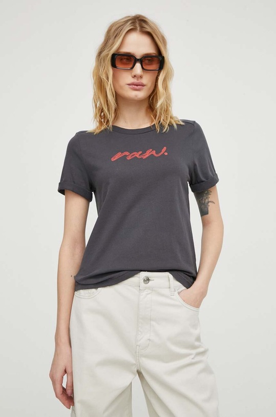 Βαμβακερό μπλουζάκι G-Star γκρί D24497.D626