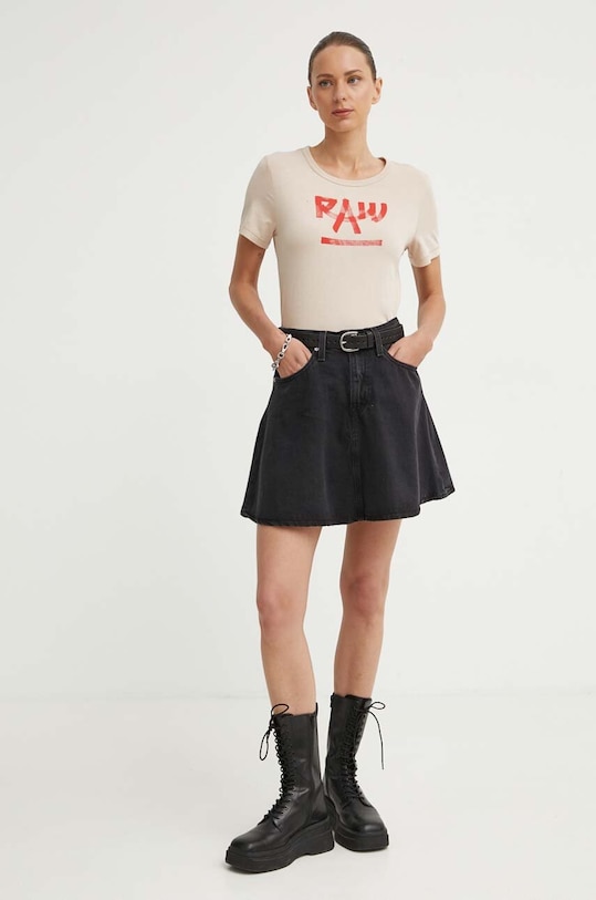 Памучна тениска G-Star D24498.D511 бежов SS24