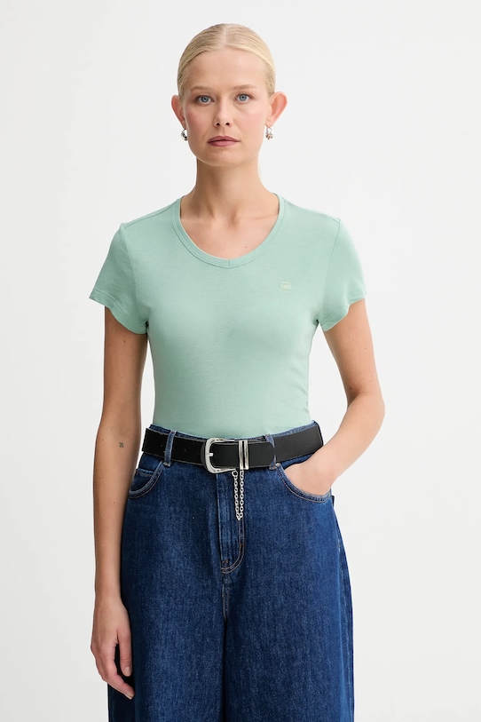 G-Star Raw t-shirt bawełniany Eyben slim v t 2.0 bawełna zielony D24533.4107