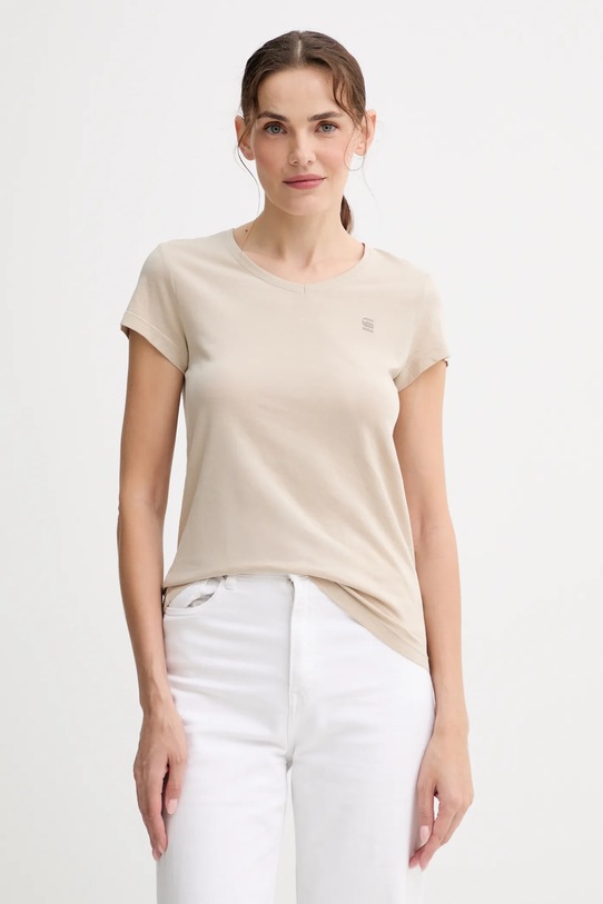Bombažna kratka majica G-Star Raw Bombaž bež D24533.4107