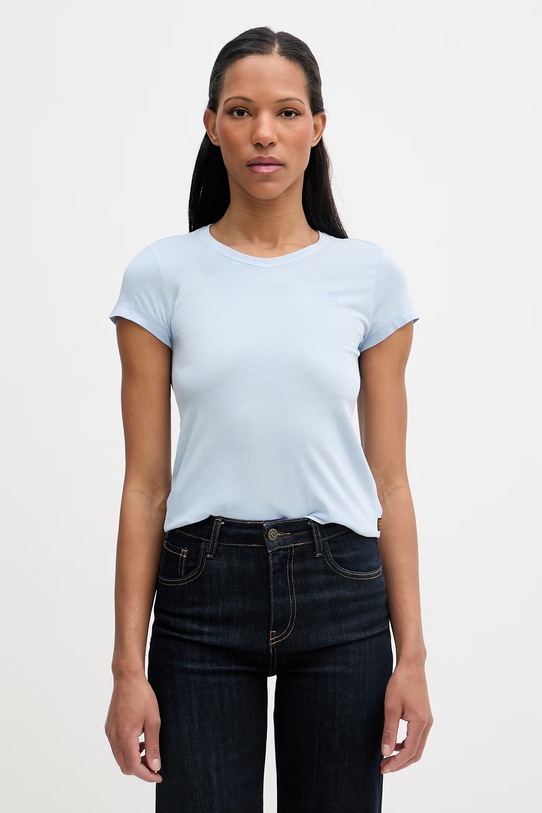 G-Star T-shirt damski bawełniany Overdyed eyben slim v t 2.0 niebieski D24533.B059