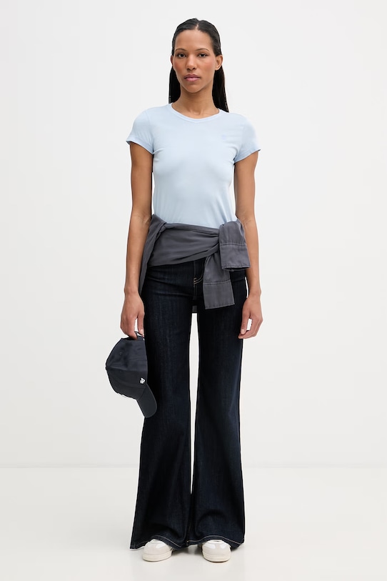 G-Star T-shirt damski bawełniany Overdyed eyben slim v t 2.0 D24533.B059 niebieski SS26