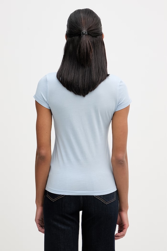 Odzież G-Star T-shirt damski bawełniany Overdyed eyben slim v t 2.0 D24533.B059 niebieski