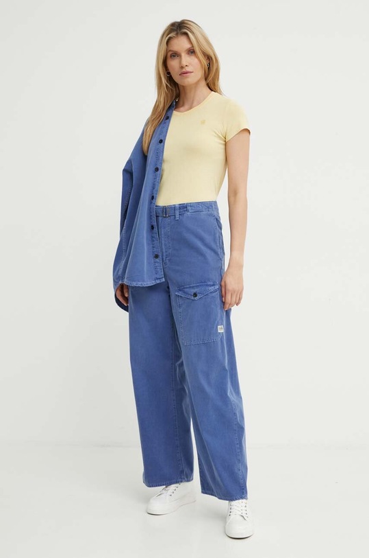 G-Star t-shirt bawełniany Overdyed eyben slim v t 2.0 D24533.B059 żółty AW25