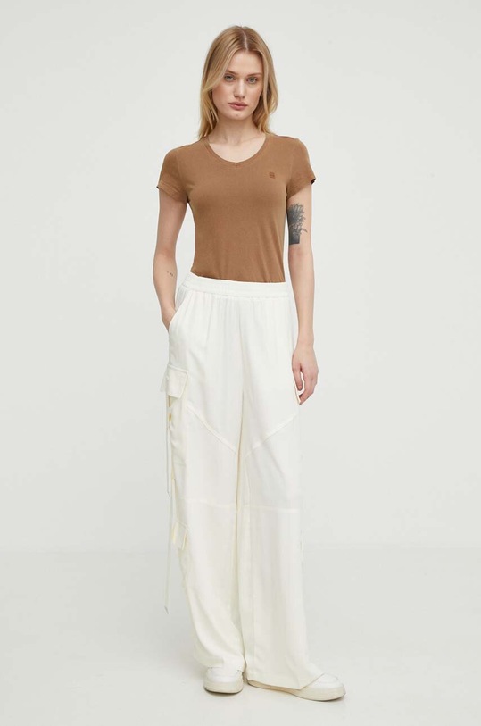 G-Star t-shirt bawełniany D24533.B059 brązowy AW25