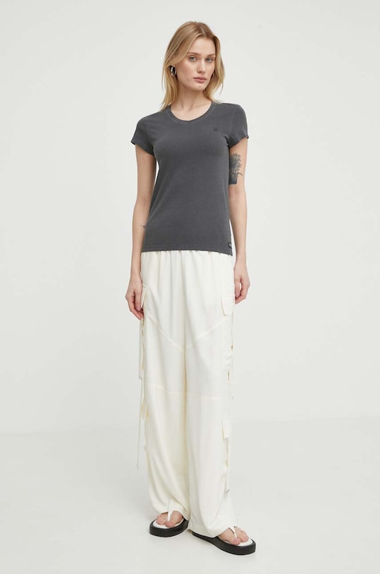 G-Star tricou din bumbac Overdyed eyben slim v t 2.0 D24533.B059 gri AW25