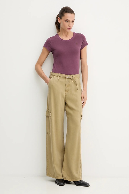 Βαμβακερό μπλουζάκι G-Star Raw D24533.B059 μπορντό AW25