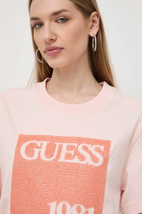Одяг Бавовняна футболка Guess W4GI16.I3Z14 рожевий
