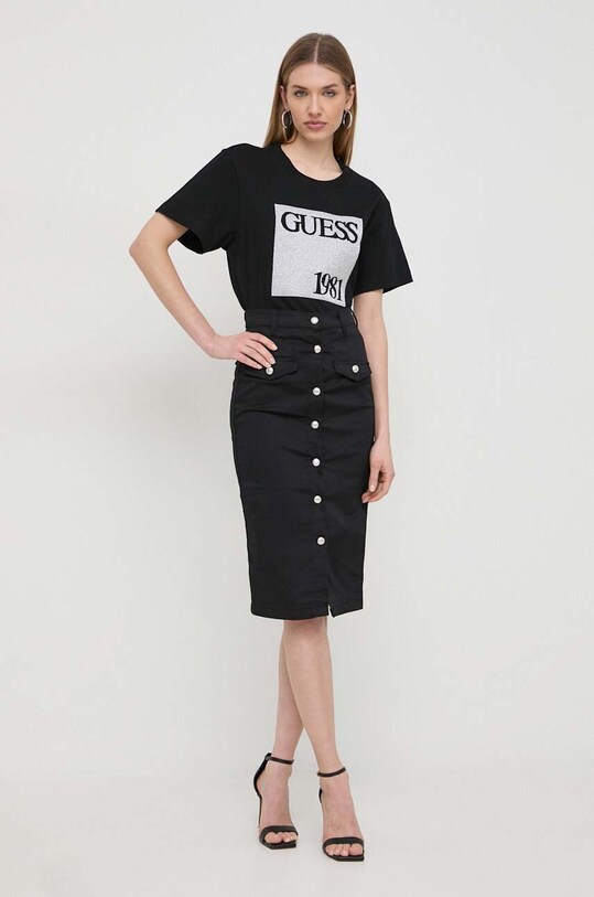 Bavlněné tričko Guess W4GI16.I3Z14 černá SS24