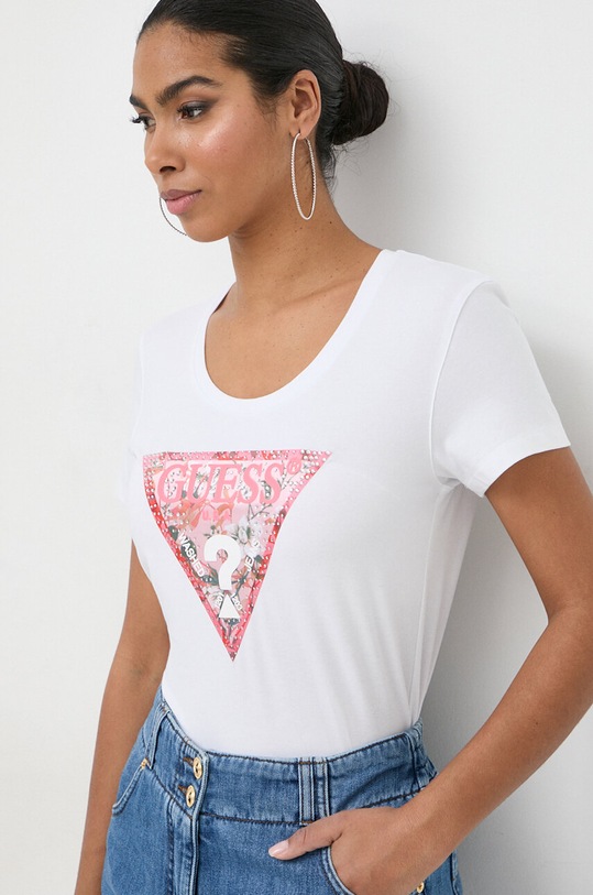 Guess t-shirt z elastanem biały W4GI21.J1314