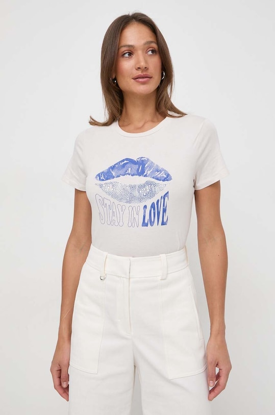Guess t-shirt bawełniany nadruk beżowy W4GI42.K9RM1
