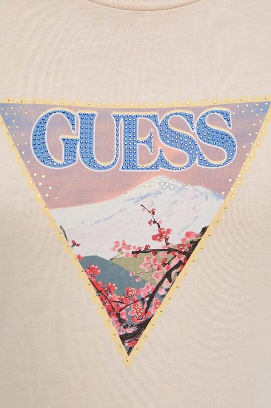 Бавовняна футболка Guess W4GI63.KBZV1 бежевий