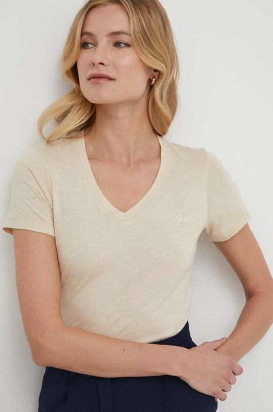 Odzież Guess t-shirt W4GI66.KC8T0 beżowy