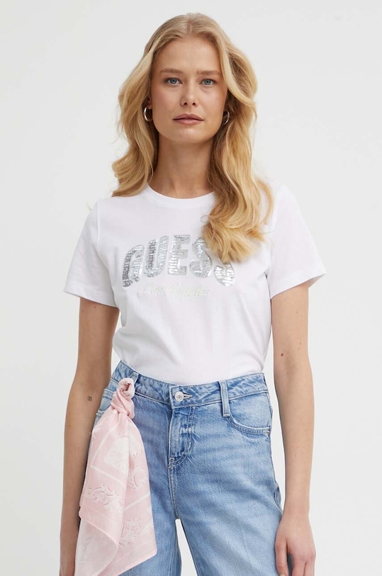 Guess t-shirt bawełniany W4GI31.I3Z14 biały SS24