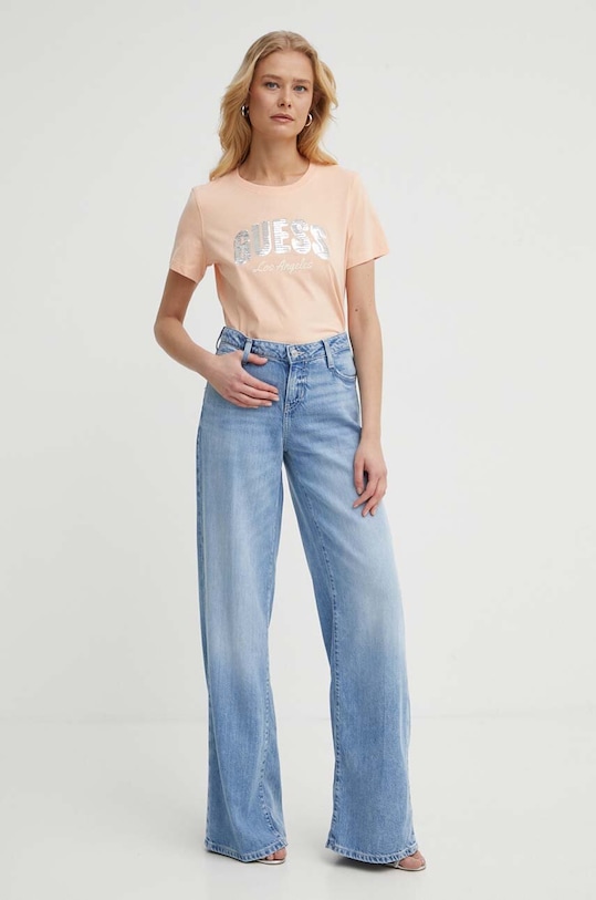 Bavlnené tričko Guess W4GI31.I3Z14 oranžová SS24