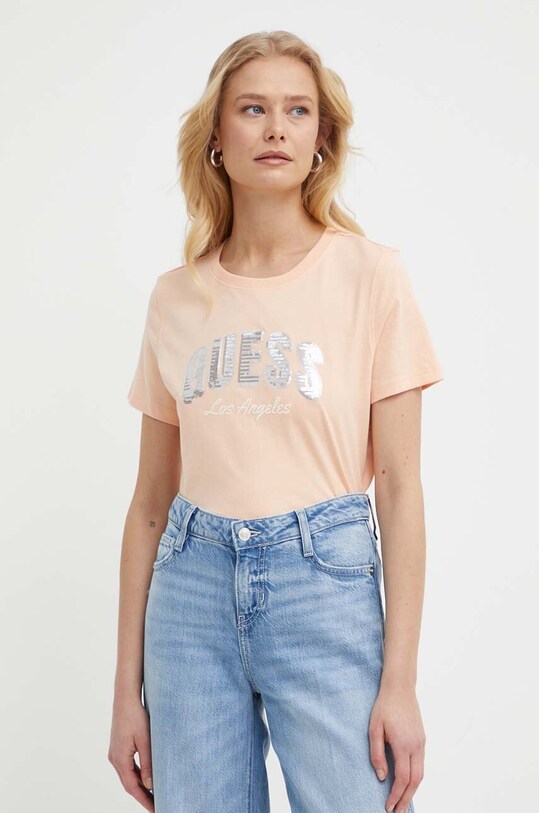 Бавовняна футболка Guess помаранчевий W4GI31.I3Z14