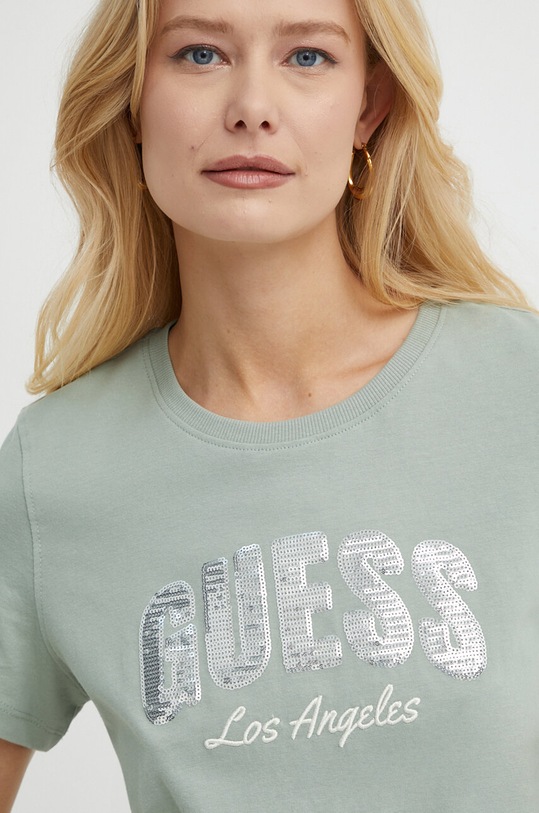 Guess t-shirt bawełniany regular zielony W4GI31.I3Z14
