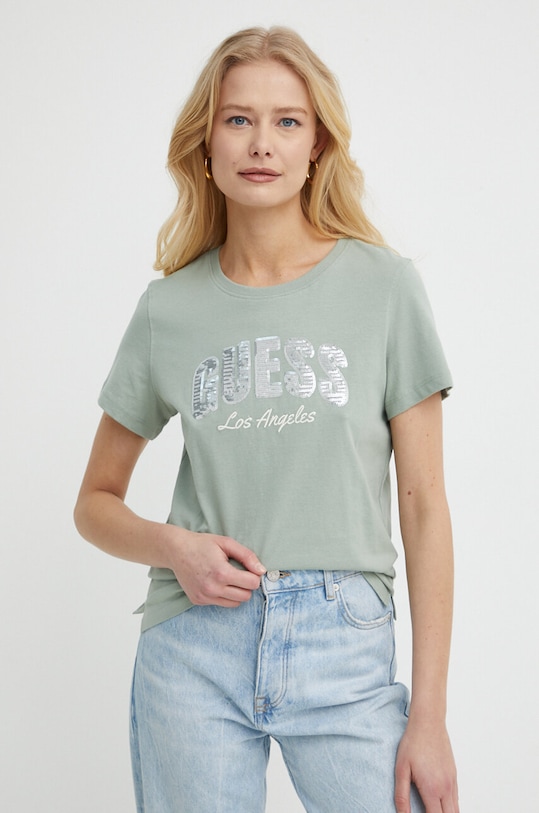 Guess t-shirt bawełniany zielony W4GI31.I3Z14