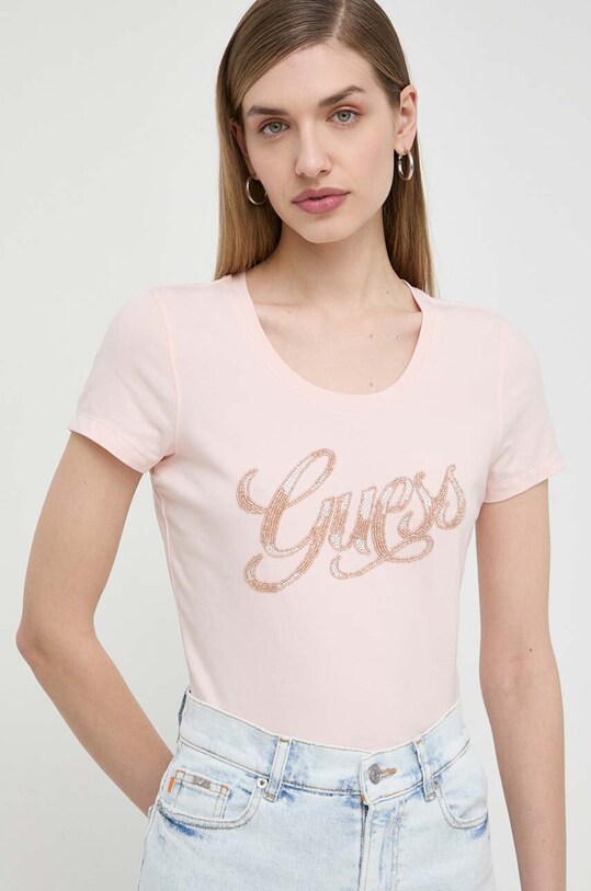 Футболка Guess з еластаном рожевий W4GI30.J1314