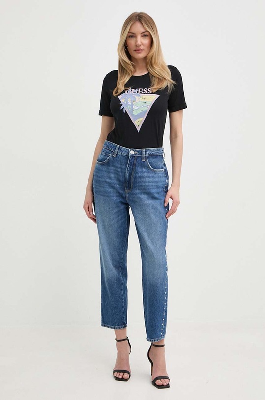 Guess t-shirt bawełniany W4GI32.JA914 czarny SS24
